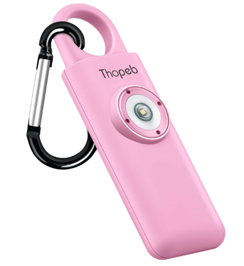 Personal safety alarm keychain for travel security